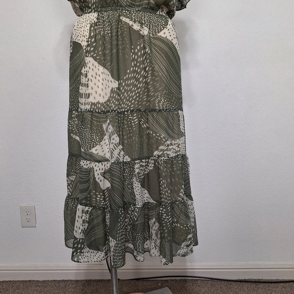 Philosophy Coquette Green White Cottagecore Abstract Sheer Prairie Midi Dress 3X - Picture 4 of 12